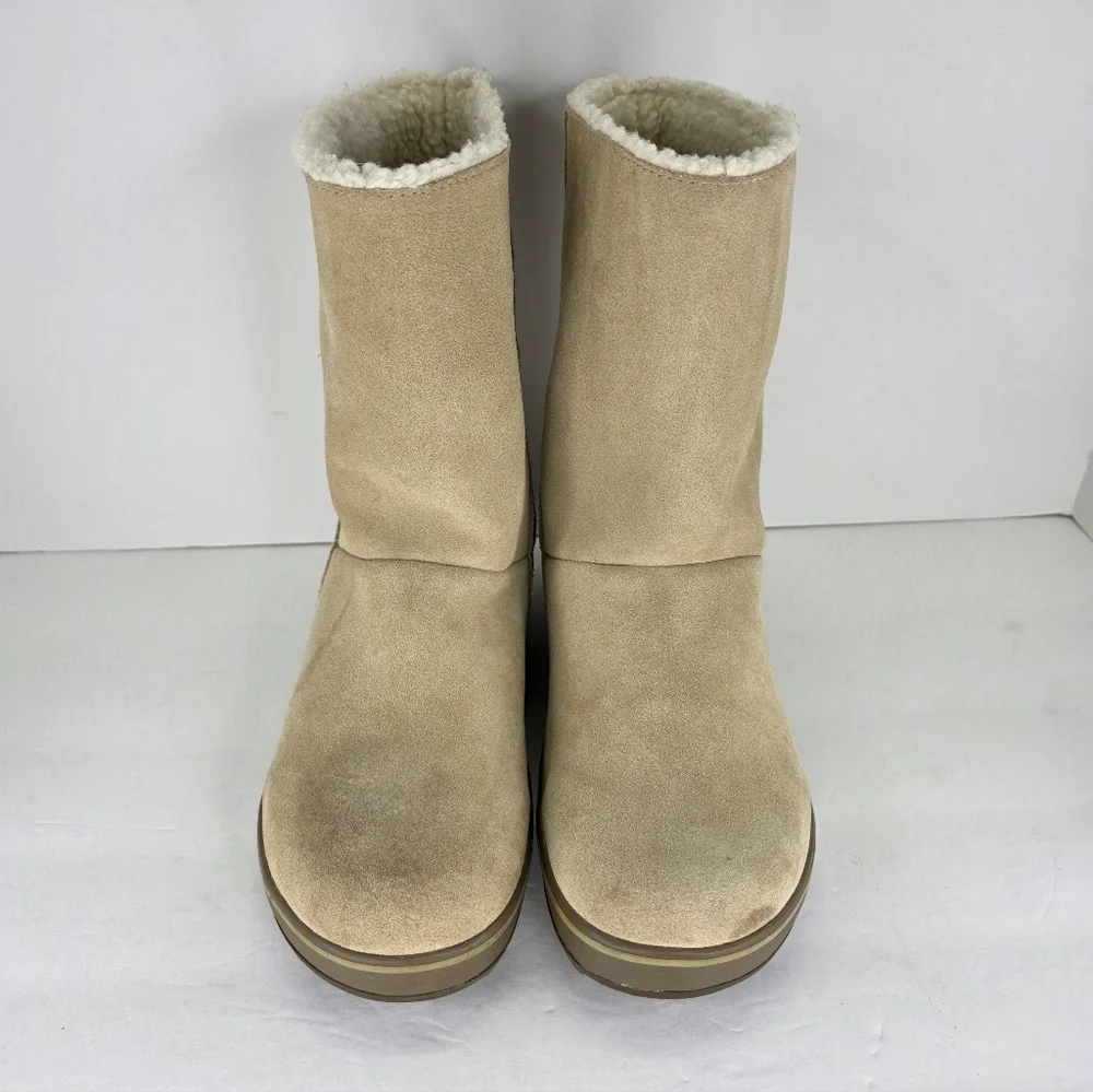 Sorel Women’s Glacy Winter Boots Size 7 Brown Tan Suede Waterproof Boots Slip on